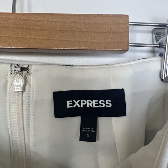 Express Windowpane Plaid Black And White Pencil Skirt Size 4 Office Career Work - Picture 3 of 3